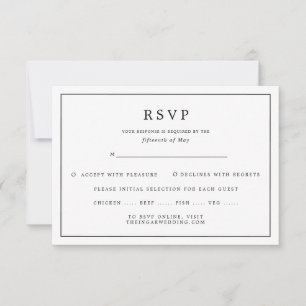Elegante Minimalistische Schwarz-weiße Mahlzeiten RSVP Karte