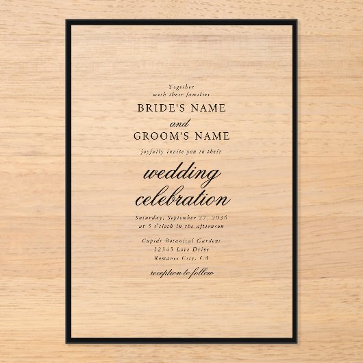 Elegante Minimalistische Schwarz-weiße Monogramm-H Acryleinladungen (Vorderseite)