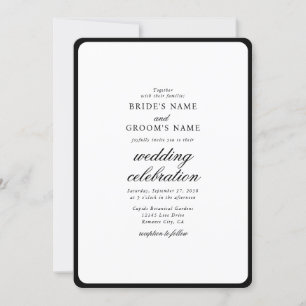 Elegante Minimalistische Schwarz-weiße Monogramm-H Einladung