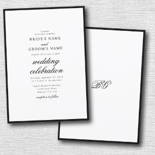Elegante Minimalistische Schwarz-weiße Monogramm-H Einladung