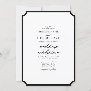 Elegante Minimalistische Schwarz-weiße Monogramm-H Einladung