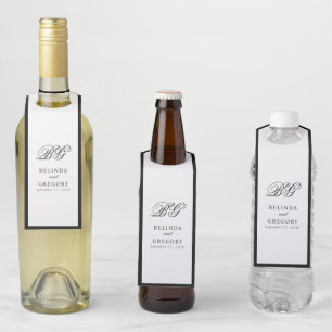 Elegante Minimalistische Schwarz-weiße Monogramm-H Flaschenanhänger