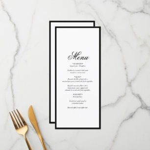 Elegante Minimalistische Schwarz-weiße Monogramm-H Menükarte