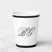 Elegante Minimalistische Schwarz-weiße Monogramm-H Pappbecher (Rückseite)
