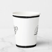 Elegante Minimalistische Schwarz-weiße Monogramm-H Pappbecher (Rechts)