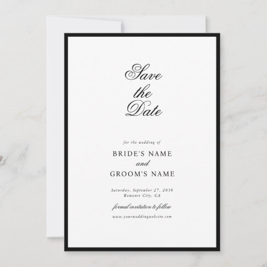 Elegante Minimalistische Schwarz-weiße Monogramm-H Save The Date (Vorderseite)