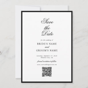 Elegante Minimalistische Schwarz-weiße Monogramm-H Save The Date