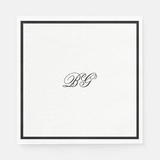Elegante Minimalistische Schwarz-weiße Monogramm-H Serviette (Vorderseite)