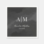 Elegante Minimalistische Schwarz-weiße Monogramm-H Serviette (Vorderseite)