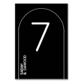 Elegante Minimalistische Schwarz-weiße muslimische Tischnummer (Rückseite)