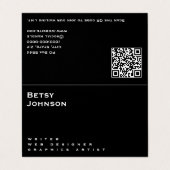 Elegante Minimalistische schwarze Faltkarte Visitenkarten (Außenseite Aufgefaltet)