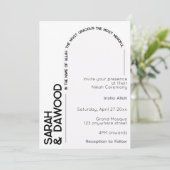 Elegante Minimalistische Schwarze Heirat Einladung (Stehend Vorderseite)