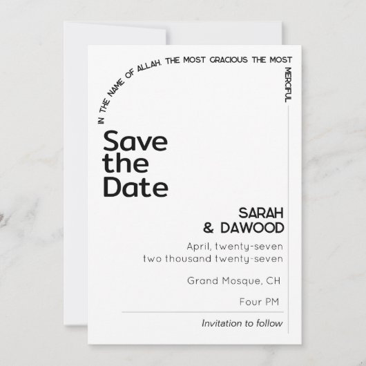 Elegante Minimalistische Schwarze Heirat Save The Date (Vorderseite)