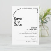 Elegante Minimalistische Schwarze Heirat Save The Date (Stehend Vorderseite)
