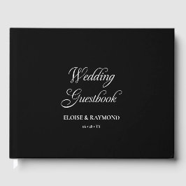 Elegante Minimalistische Schwarze Hochzeit Gästebuch