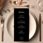 Elegante Minimalistische Schwarze Hochzeit Menükarte