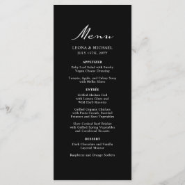 Elegante Minimalistische Schwarze Hochzeit Menükarte