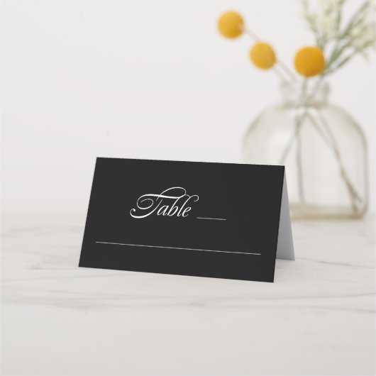 Elegante Minimalistische Schwarze Hochzeit Platzkarte (Vorderseite)