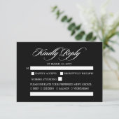 Elegante Minimalistische Schwarze Hochzeit RSVP Karte (Stehend Vorderseite)