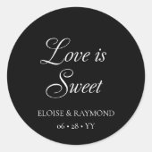 Elegante Minimalistische Schwarze Hochzeit Runder Aufkleber (Vorderseite)