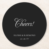 Elegante Minimalistische Schwarze Hochzeit Runder Pappuntersetzer (Vorderseite)