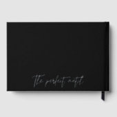 Elegante minimalistische schwarze Kalligraphiefoli Gästebuch (Rückseite)