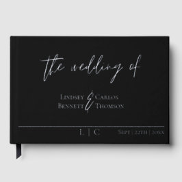 Elegante minimalistische schwarze Kalligraphiefoli Gästebuch