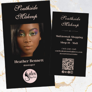 Elegante Minimalistische Schwarze Makeup-Artist QR Visitenkarte
