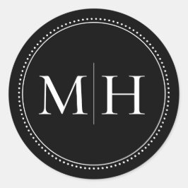 Elegante Minimalistische Schwarze Monogramm gepunk Runder Aufkleber