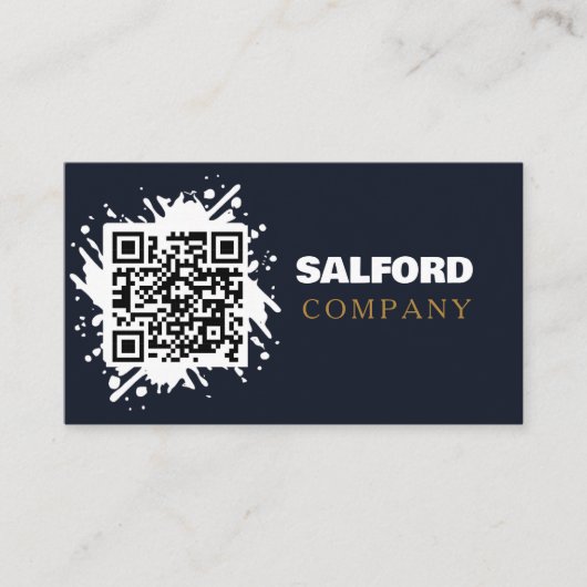 Elegante minimalistische schwarze QR-Code Karte (Vorderseite)