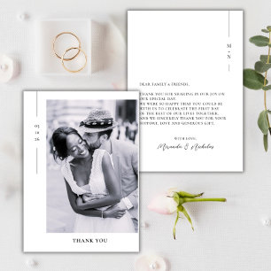 Elegante minimalistische schwarze Schrift Foto-Hoc Dankeskarte