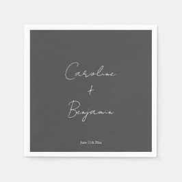 Elegante minimalistische schwarze Schrift Hochzeit Serviette