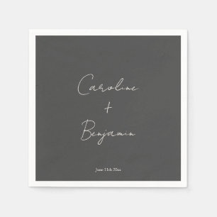 Elegante minimalistische schwarze Schrift Hochzeit Serviette
