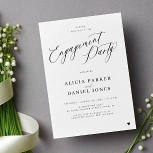 Elegante minimalistische schwarze Schrift Verlobun Einladung