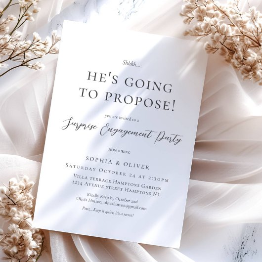 Elegante Minimalistische Schwarze Script-Verlobung Einladung