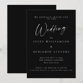 Elegante Minimalistische Schwarze Skriptereihen Einladung (Vorne/Hinten)