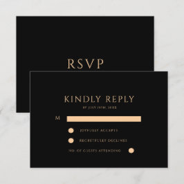 Elegante minimalistische schwarze und goldene mode RSVP karte