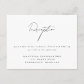 Elegante Minimalistische Script Black Wedding Rece Begleitkarte (Vorderseite)