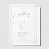 Elegante Minimalistische Script Classic Frame Wedd Pergament Einladungen (Versetzt)