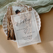 Elegante Minimalistische Script Classic Frame Wedd Pergament Einladungen