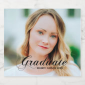 Elegante Minimalistische Script-Foto-Graduation-Pa Schaumweinetikett (Einzelnes Label)