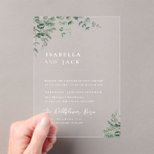 Elegante Minimalistische Script Greenerity Wedding Acryleinladungen