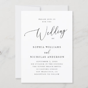 Elegante Minimalistische Script-Hochzeit   Formale Einladung