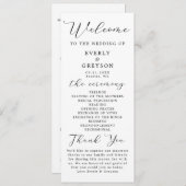Elegante Minimalistische Script-Hochzeit Programm (Vorne/Hinten)
