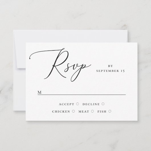 Elegante Minimalistische Script-Hochzeit | Wahl RSVP Karte (Vorderseite)