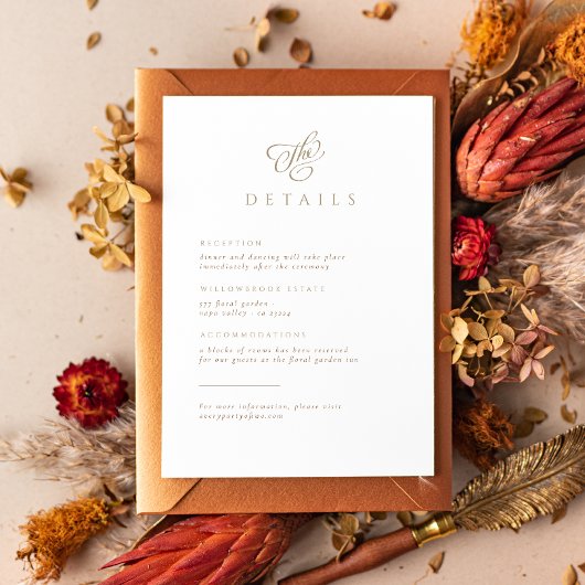Elegante Minimalistische Script-Hochzeitdetails Begleitkarte