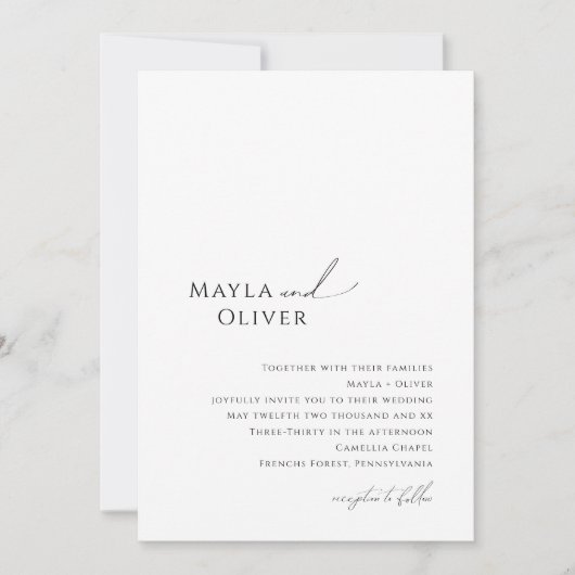 Elegante Minimalistische Script-Hochzeitseinladung Einladung (Vorderseite)