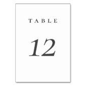 Elegante Minimalistische Script-Hochzeitsskritik-T Tischnummer (Vorderseite)