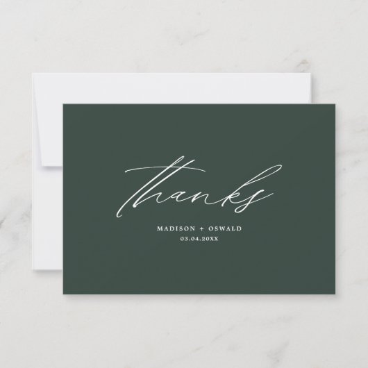 Elegante Minimalistische Script Wedding Dankbarkei Dankeskarte (Vorderseite)