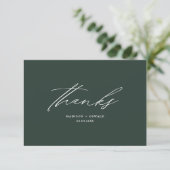 Elegante Minimalistische Script Wedding Dankbarkei Dankeskarte (Stehend Vorderseite)
